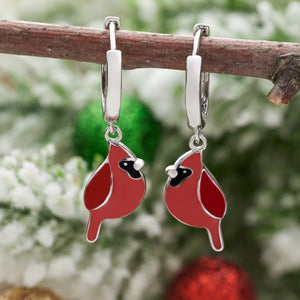 Little Cardinal Hoop Earrings