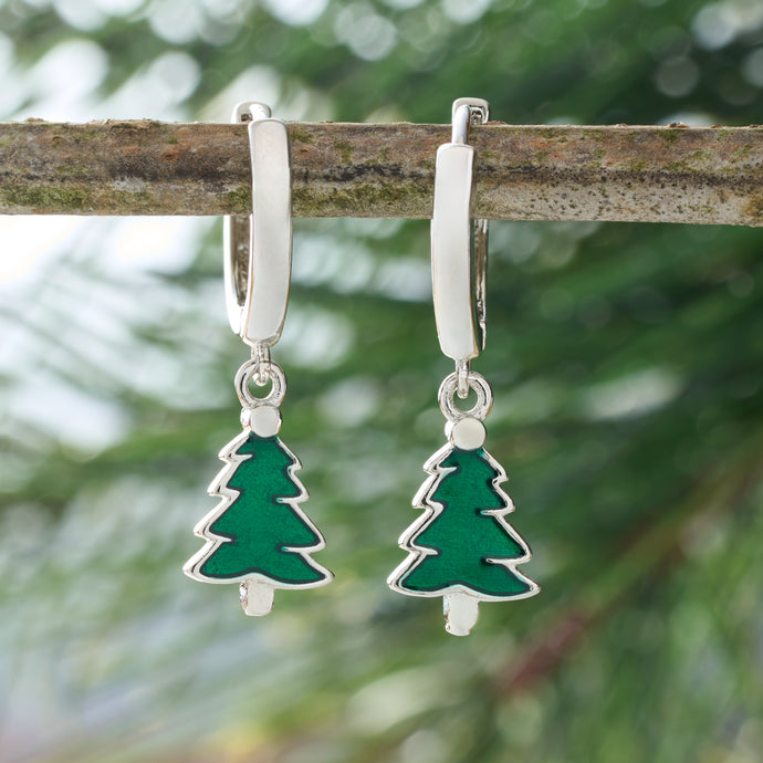 Little Pine Tree Hoop Earrings