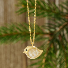 Load image into Gallery viewer, Gold Sterling Silver Mother of Pearl Birdie Necklace