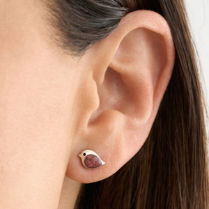 Sterling Silver Cinnabar Birdie Studs