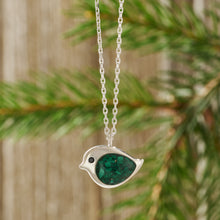 Load image into Gallery viewer, Sterling Silver Malachite Birdie Necklace