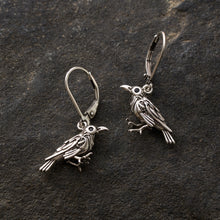 Load image into Gallery viewer, &quot;Nevermore&quot; Raven Leverback Earrings