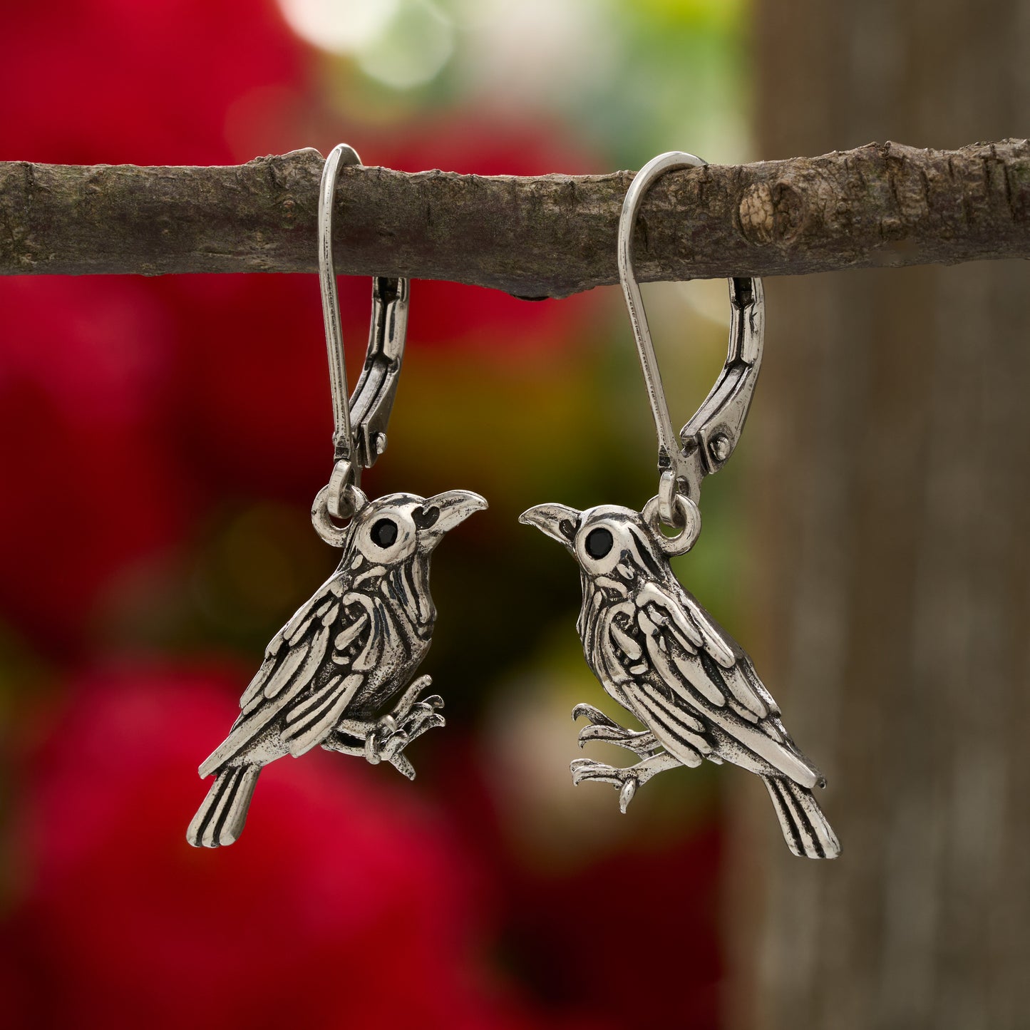 "Nevermore" Raven Leverback Earrings