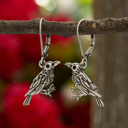 "Nevermore" Raven Leverback Earrings