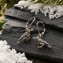 Load image into Gallery viewer, &quot;Nevermore&quot; Raven Leverback Earrings