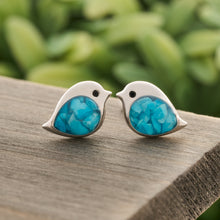 Load image into Gallery viewer, Sterling Silver Blue Sand Birdie Studs