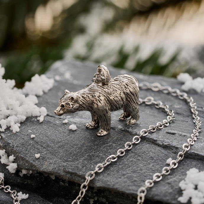 Vintage Walking Bear Necklace