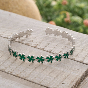 Little Four-Leaf Clover Cuff Bracelet