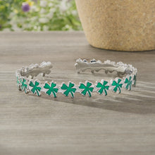 Load image into Gallery viewer, Little Four-Leaf Clover Cuff Bracelet