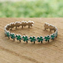 Load image into Gallery viewer, Little Four-Leaf Clover Cuff Bracelet