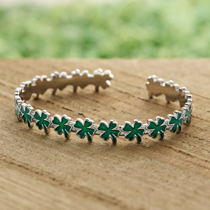 Little Four-Leaf Clover Cuff Bracelet