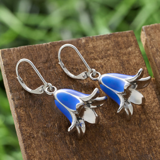 Leverback Bluebell Flower Earrings