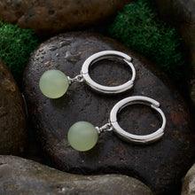 Load image into Gallery viewer, Green Jade Hoop Earrings