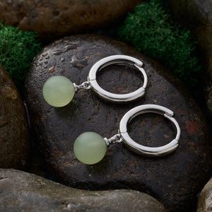 Green Jade Hoop Earrings