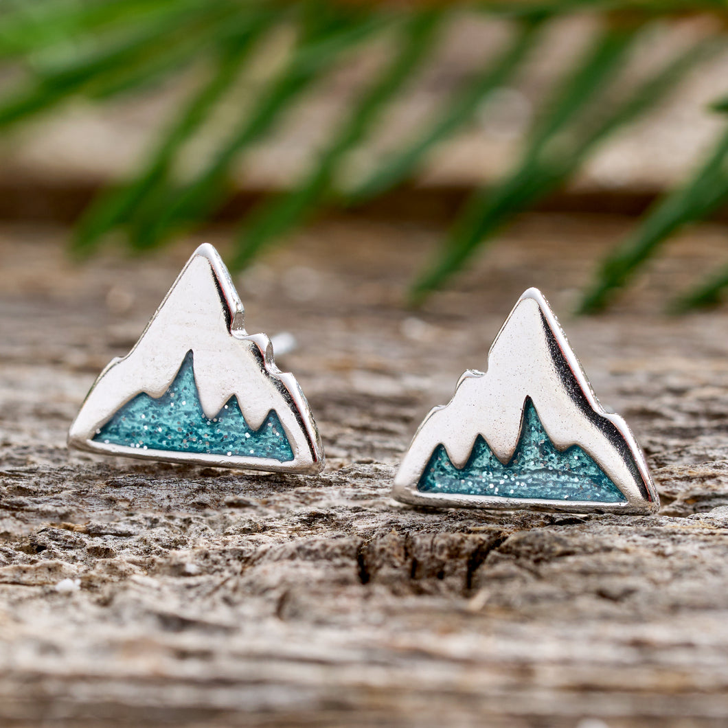 Sterling Silver Snowy Mountain Studs