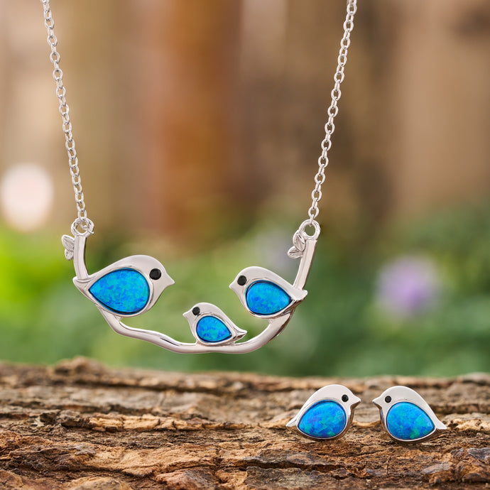 Sterling Silver Blue Opal Birdie Gift Set