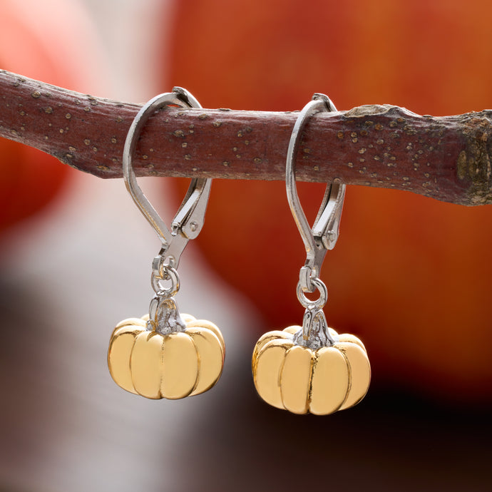 Leverback 3D Pumpkin Earrings