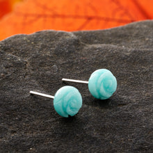 Load image into Gallery viewer, Carved Amazonite Rose Studs