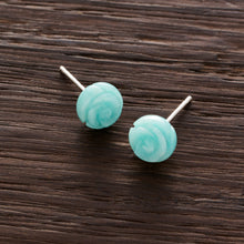 Load image into Gallery viewer, Carved Amazonite Rose Studs