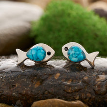 Load image into Gallery viewer, Sterling Silver Sand Fishie Studs - Blue Turquoise