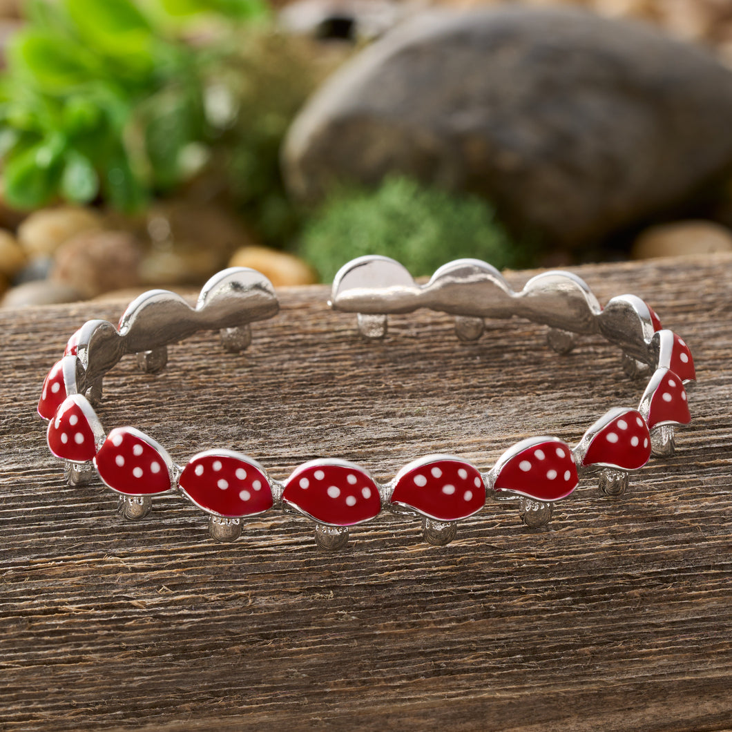 Red and White Mushroom Cuff Bracelet