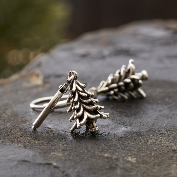 Vintage Leverback Pine Tree Earrings
