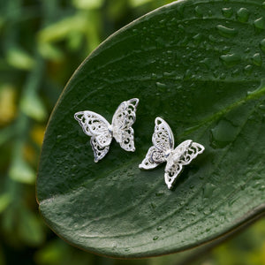 Sterling Silver Layered Butterfly Studs