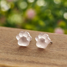 Load image into Gallery viewer, Carved Rose Quartz Paw Studs