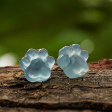 Load image into Gallery viewer, Carved Aquamarine Paw Studs