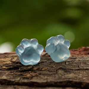 Carved Aquamarine Paw Studs