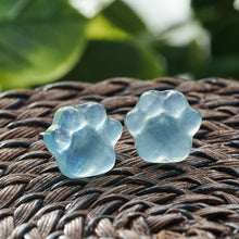 Load image into Gallery viewer, Carved Aquamarine Paw Studs