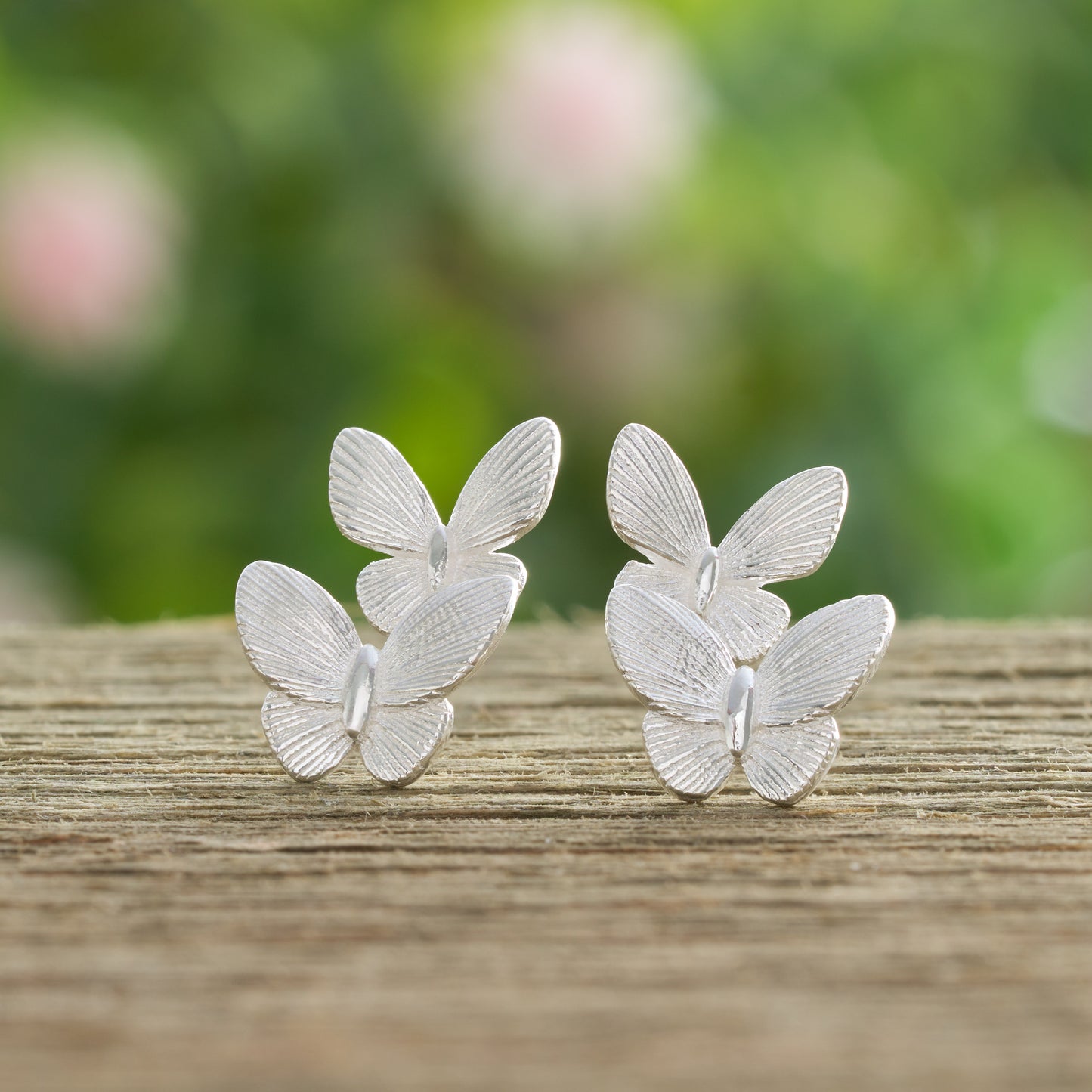 Sterling Silver Fluttering Butterfly Studs