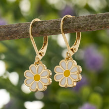 Load image into Gallery viewer, Leverback Gold Little Daisy Earrings