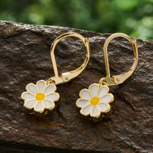 Load image into Gallery viewer, Leverback Gold Little Daisy Earrings