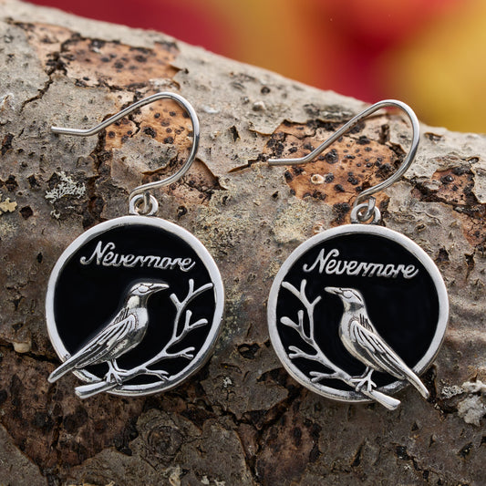 "Nevermore" Raven Branch Earrings