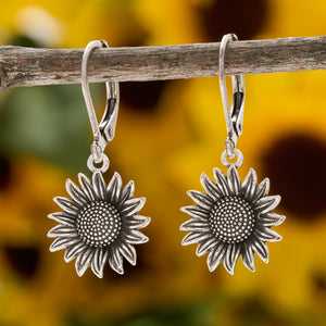 Leverback Vintage Sunflower Earrings