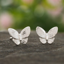 Load image into Gallery viewer, Sterling Silver Dainty Butterfly Studs