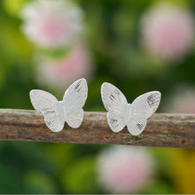 Load image into Gallery viewer, Sterling Silver Dainty Butterfly Studs