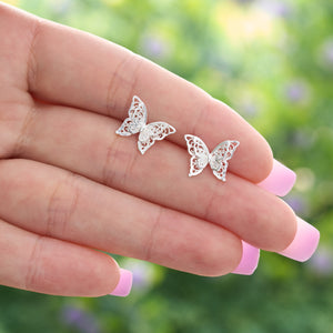 Sterling Silver Layered Butterfly Studs