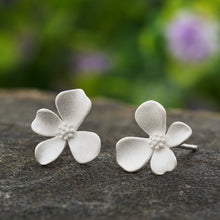 Load image into Gallery viewer, Sterling Silver Blooming Flower Stud Earrings