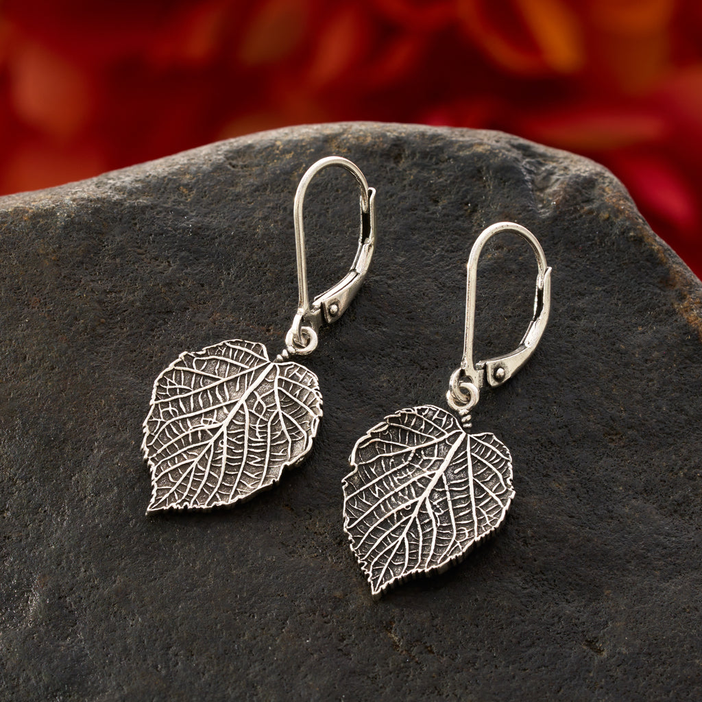 Leverback Vintage Paper Birch Leaf Earrings