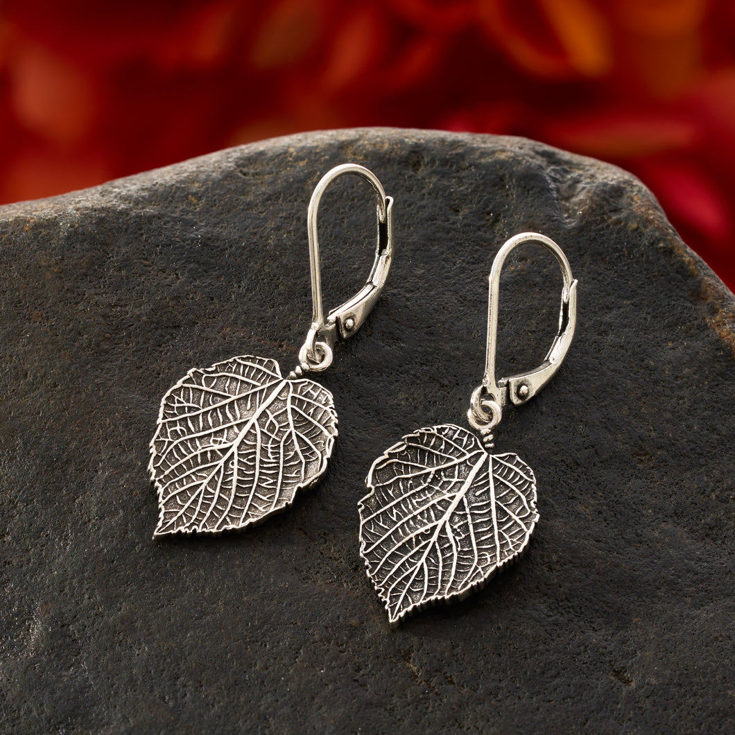 Leverback Vintage Paper Birch Leaf Earrings