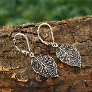 Leverback Vintage Paper Birch Leaf Earrings