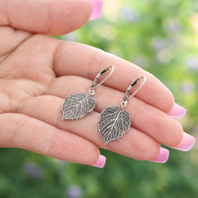 Load image into Gallery viewer, Leverback Vintage Paper Birch Leaf Earrings