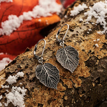 Load image into Gallery viewer, Leverback Vintage Paper Birch Leaf Earrings