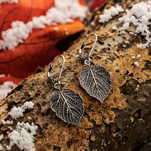 Leverback Vintage Paper Birch Leaf Earrings