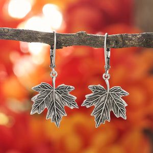 Leverback Vintage Maple Leaf Earrings