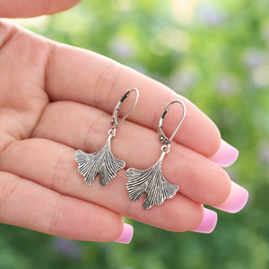 Leverback Vintage Ginkgo Leaf Earrings