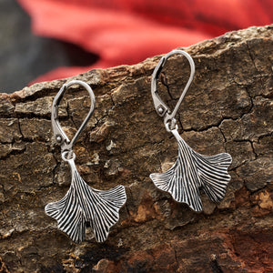 Leverback Vintage Ginkgo Leaf Earrings