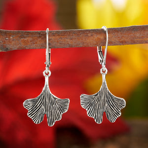 Leverback Vintage Ginkgo Leaf Earrings